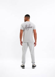 Malelions Men Striped Signature T-Shirt | Ocean Grey