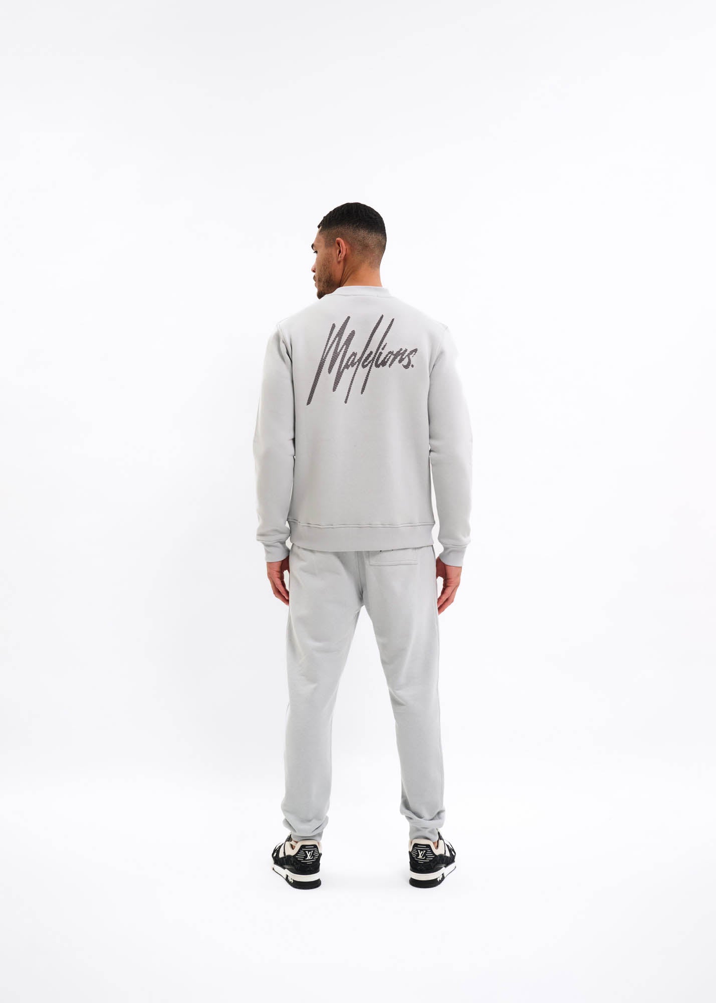 Malelions Men Striped Signature Sweater | Ocean Grey