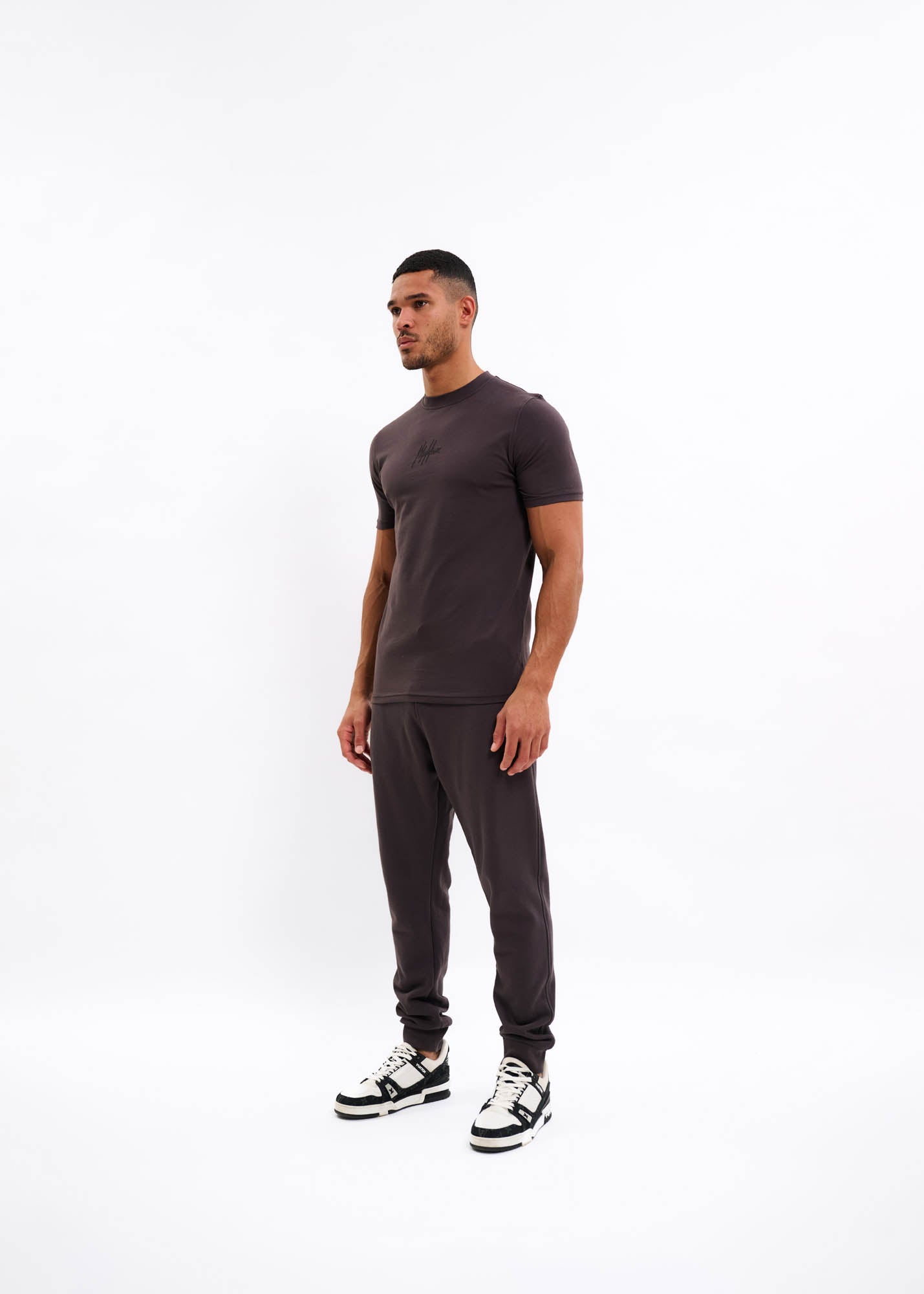 Malelions Men Striped Signature T-Shirt | Mulch Brown