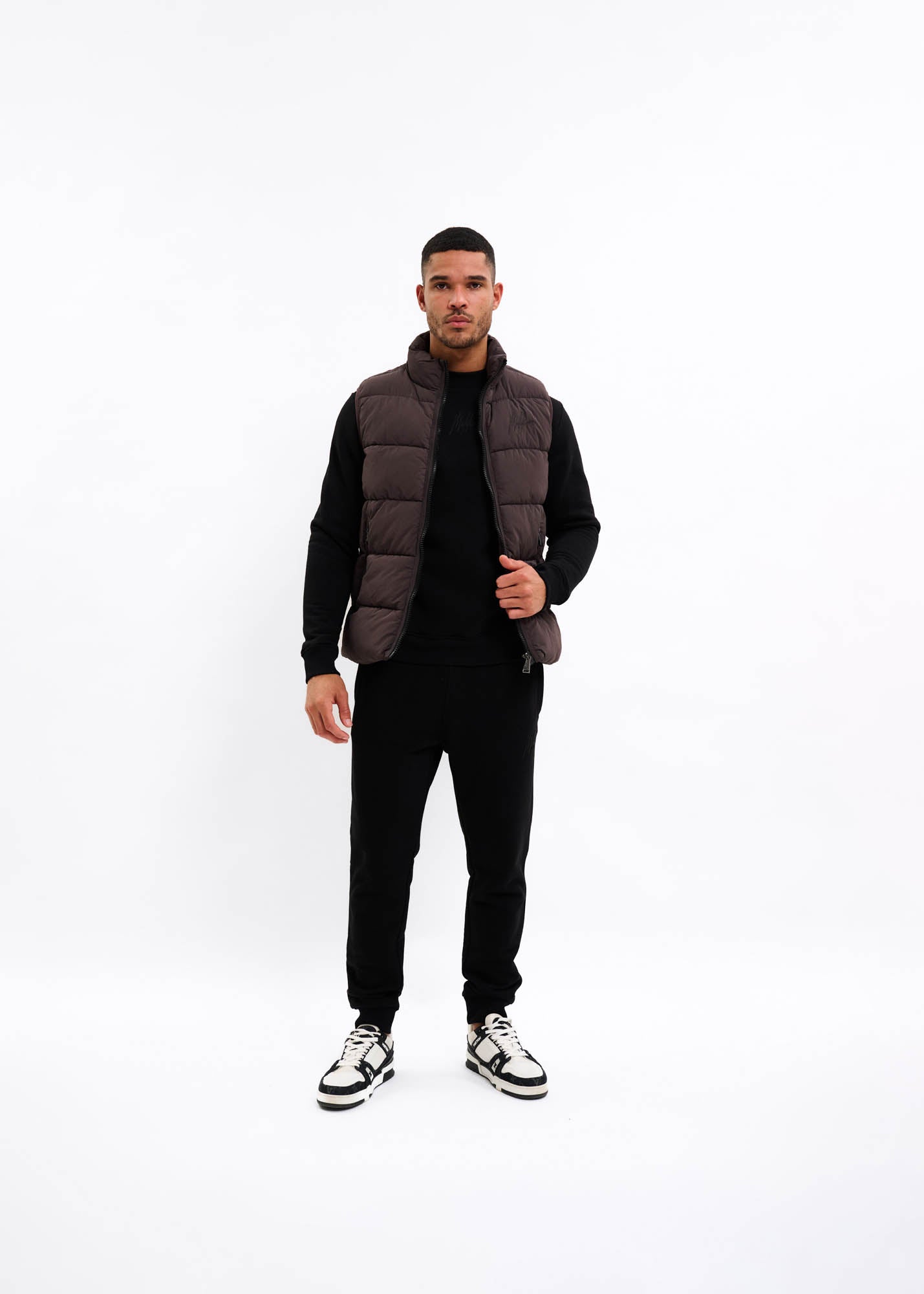 Malelions Men Matt Crinkle Padded Vest | Mulch Brown