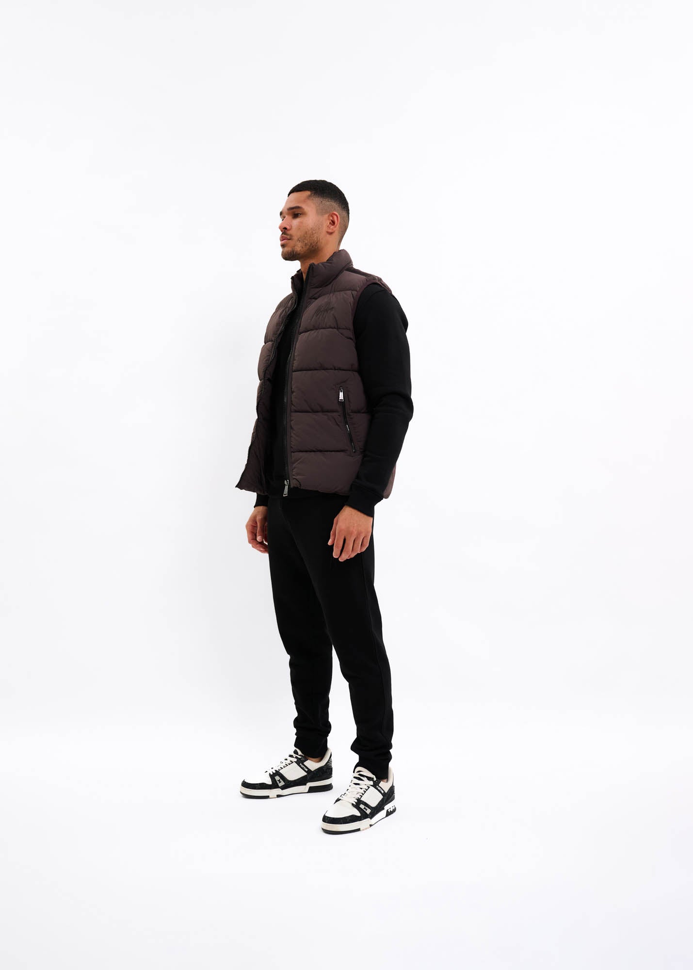 Malelions Men Matt Crinkle Padded Vest | Mulch Brown