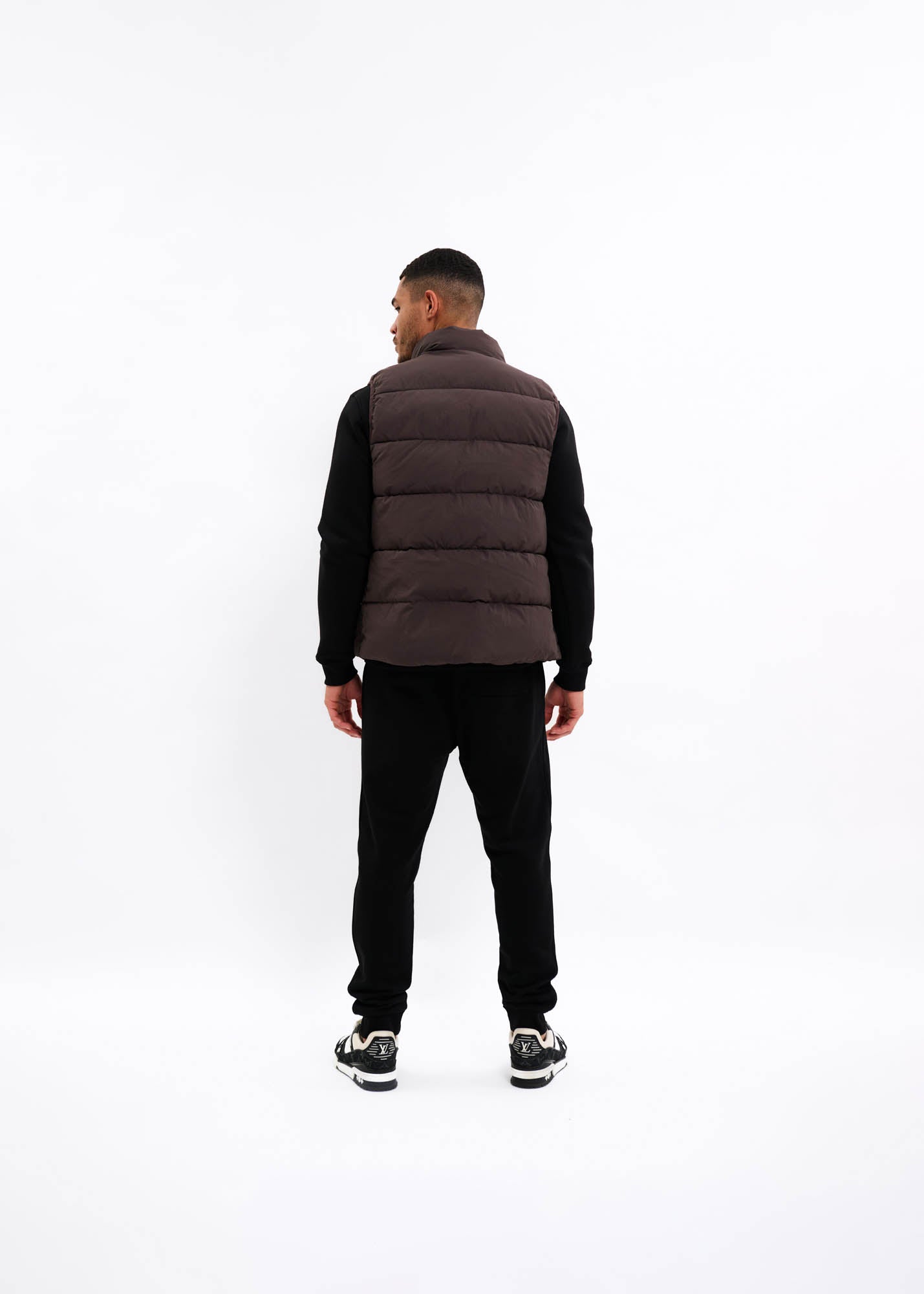 Malelions Men Matt Crinkle Padded Vest | Mulch Brown