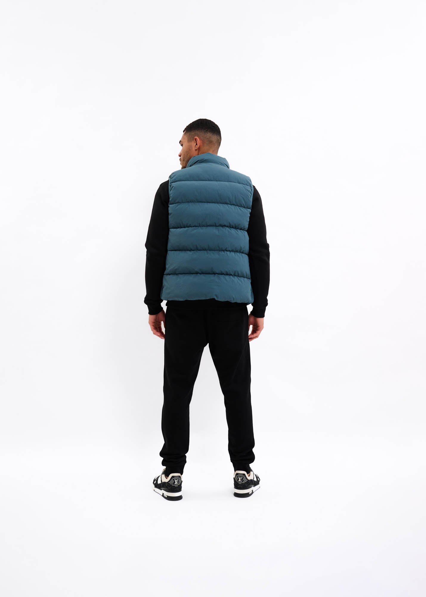 Malelions Men Matt Crinkle Padded Vest | Blue Slate