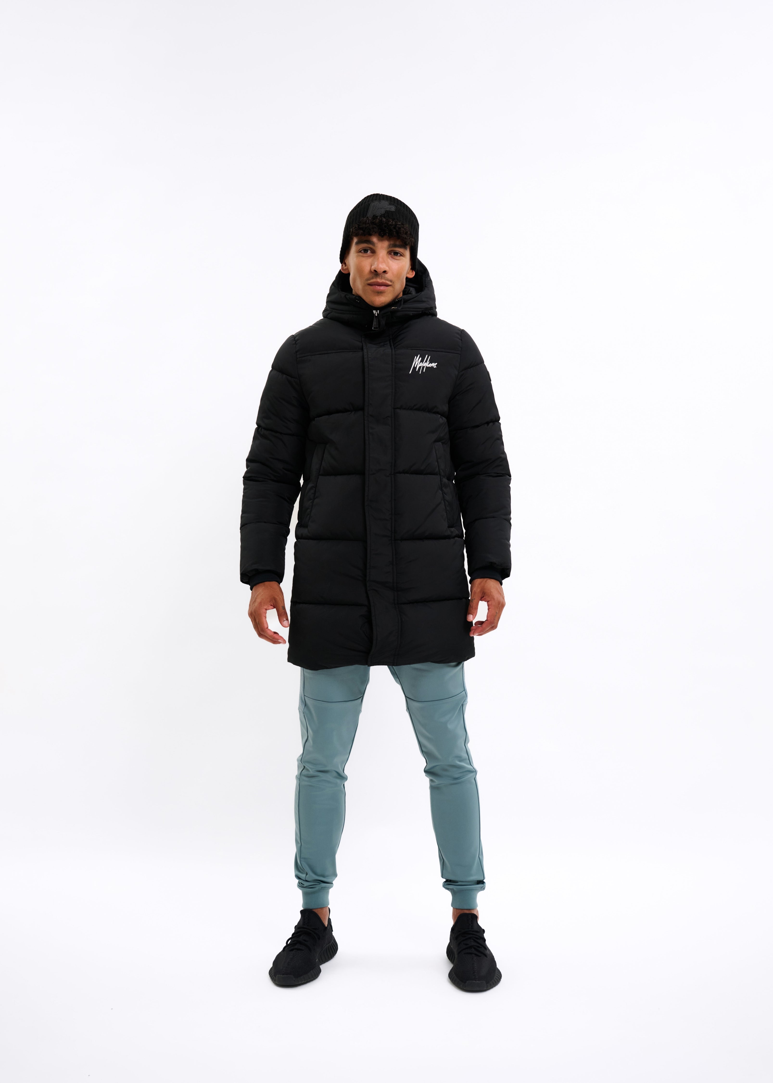 Malelions Sport Ace Mid Length Puffer Jacket | Black