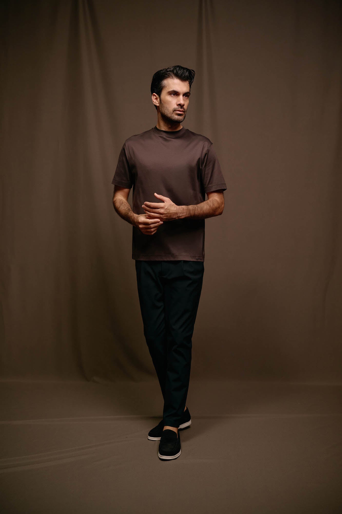 Malelions Men Mercerized T-Shirt | Mulch Brown