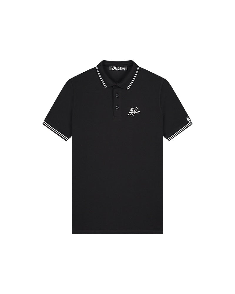 Malelions Men Signature Polo | Black/White