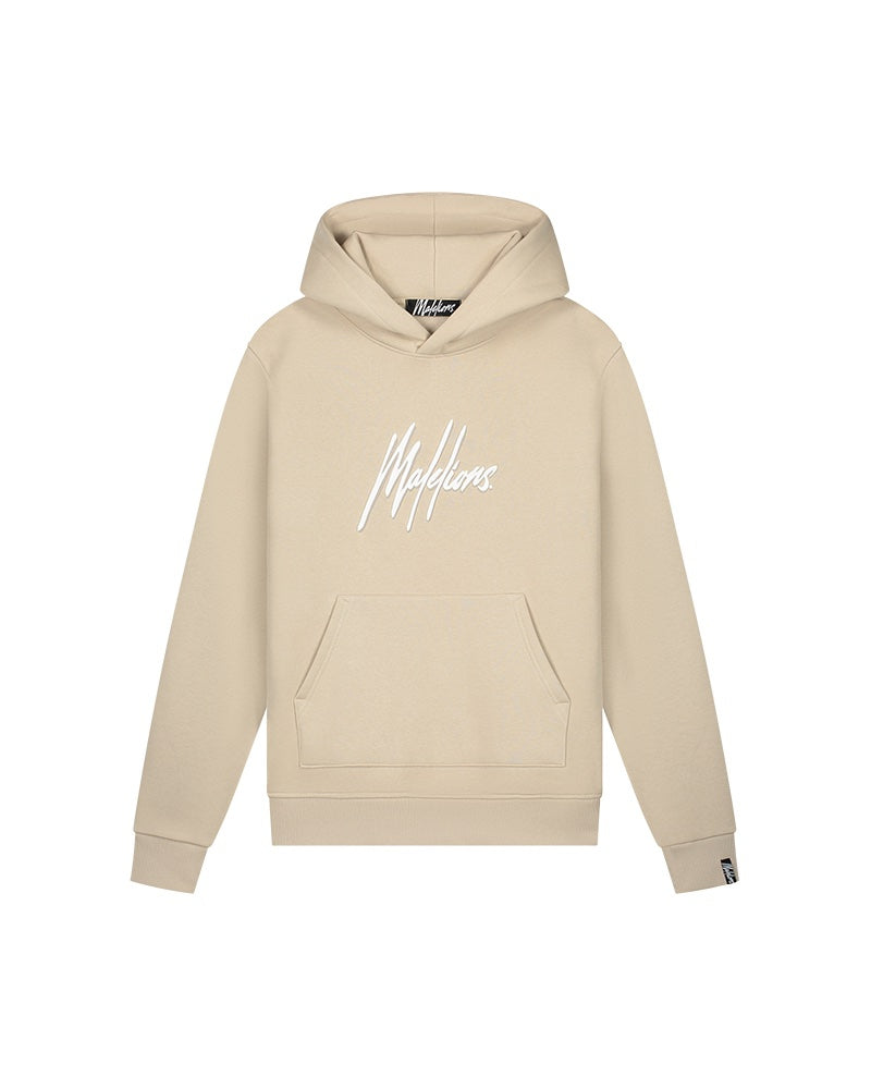  Malelions Men Duo Essentials Hoodie | Beige/White