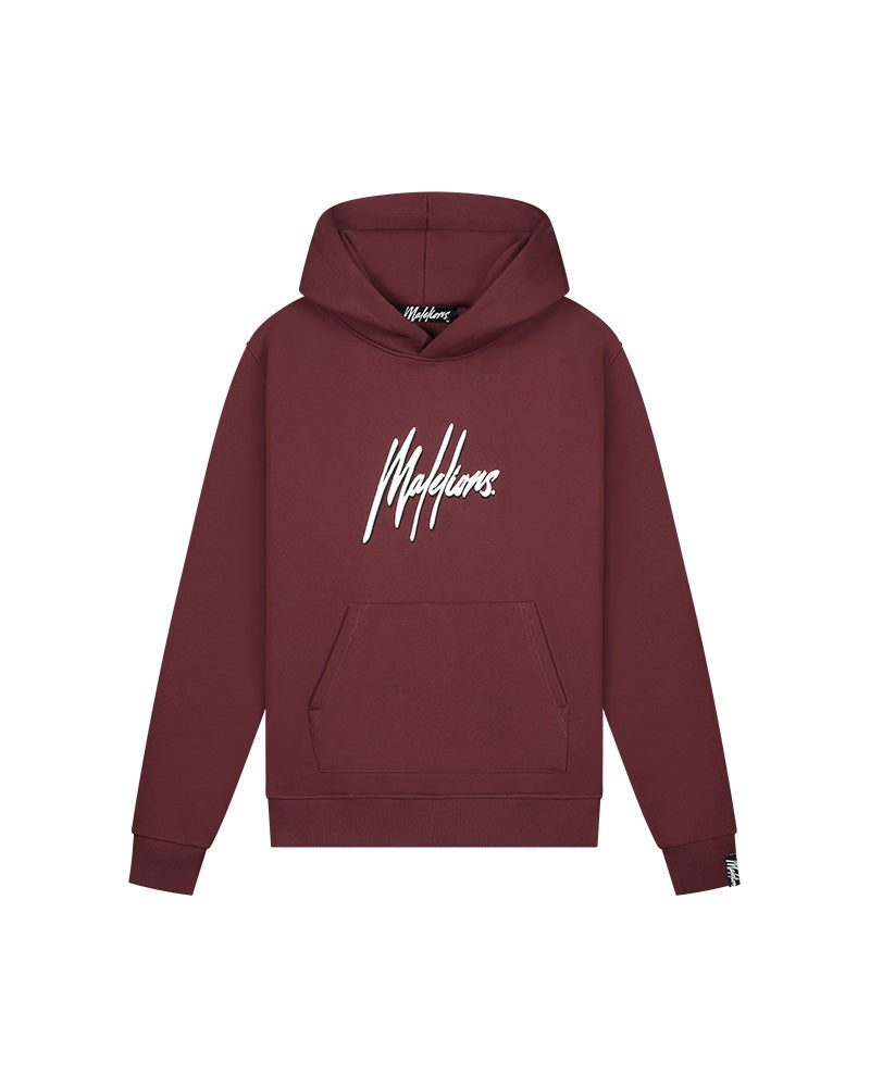  Malelions Men Duo Essentials Hoodie | Burgundy/White