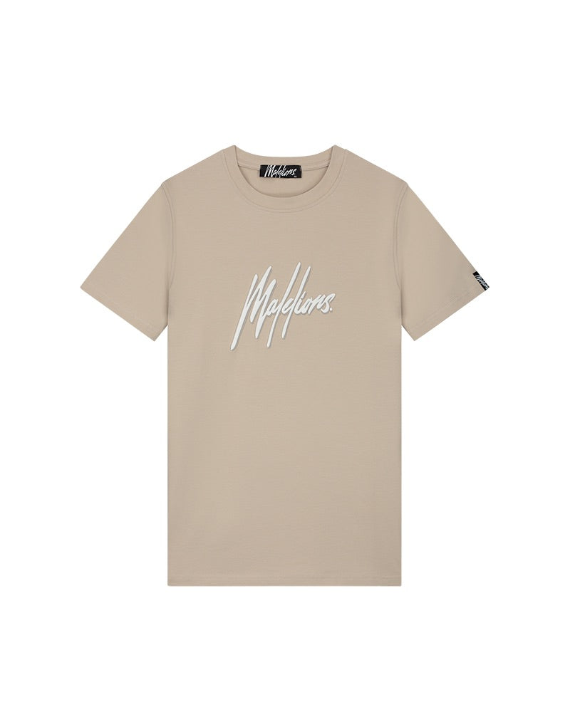 Malelions Men Duo Essentials T-shirt | Beige/White