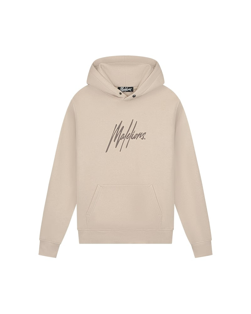  Malelions Men Striped Signature Hoodie | Beige