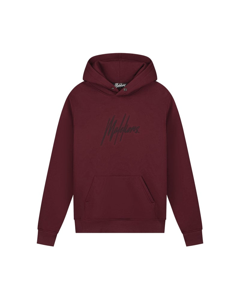  Malelions Men Striped Signature Hoodie | Burgundy