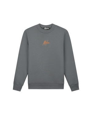Malelions Herren-Pullover mit Streifenmuster | Grau/Orange