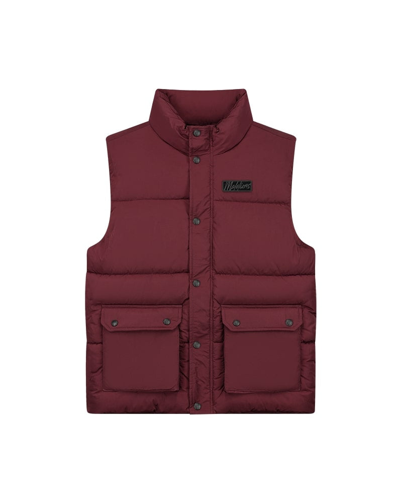  Malelions Men Crinkle Padded Vest | Burgundy