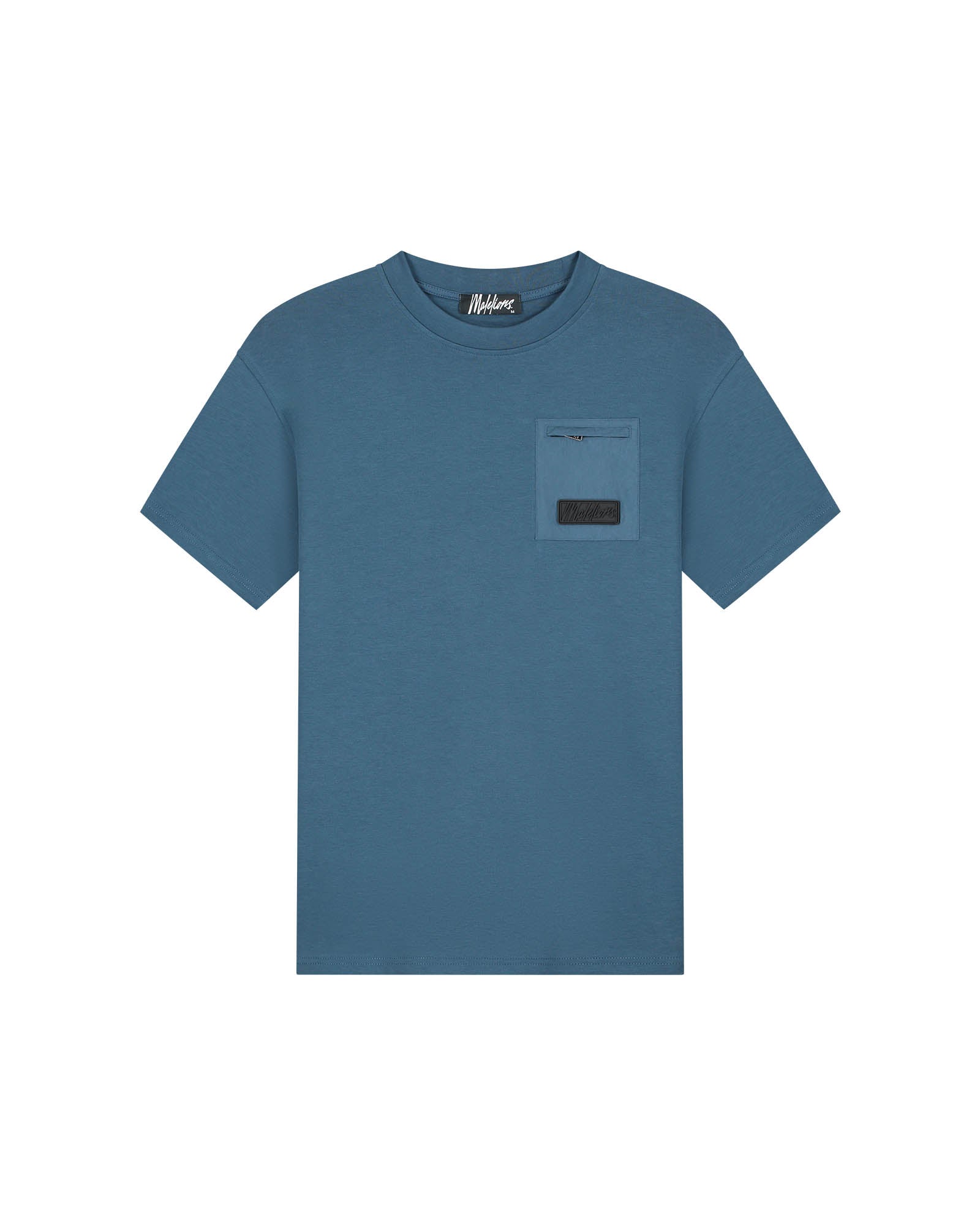 Malelions Men Nylon Pocket T-Shirt | Blue Slate