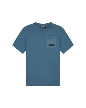 Malelions Men Nylon Pocket T-Shirt | Blue Slate