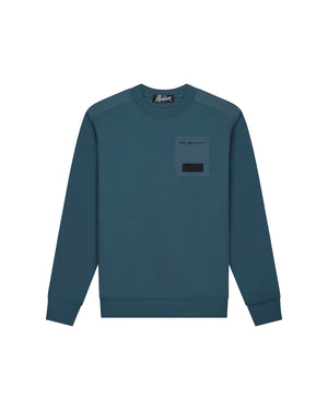 Malelions Men Nylon Pocket Sweater | Blue Slate