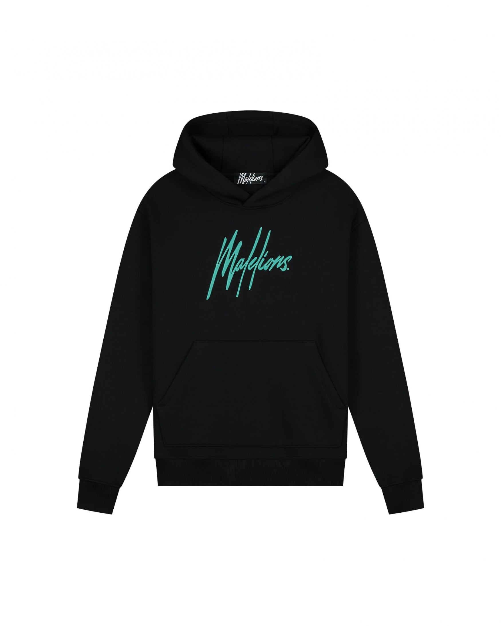 Malelions Men Essentials Hoodie Black Turquoise