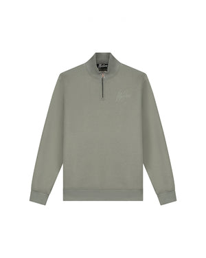 Malelions Herren-Sweatshirt mit halbem Reißverschluss in Schildkrötenform | Dry Sage
