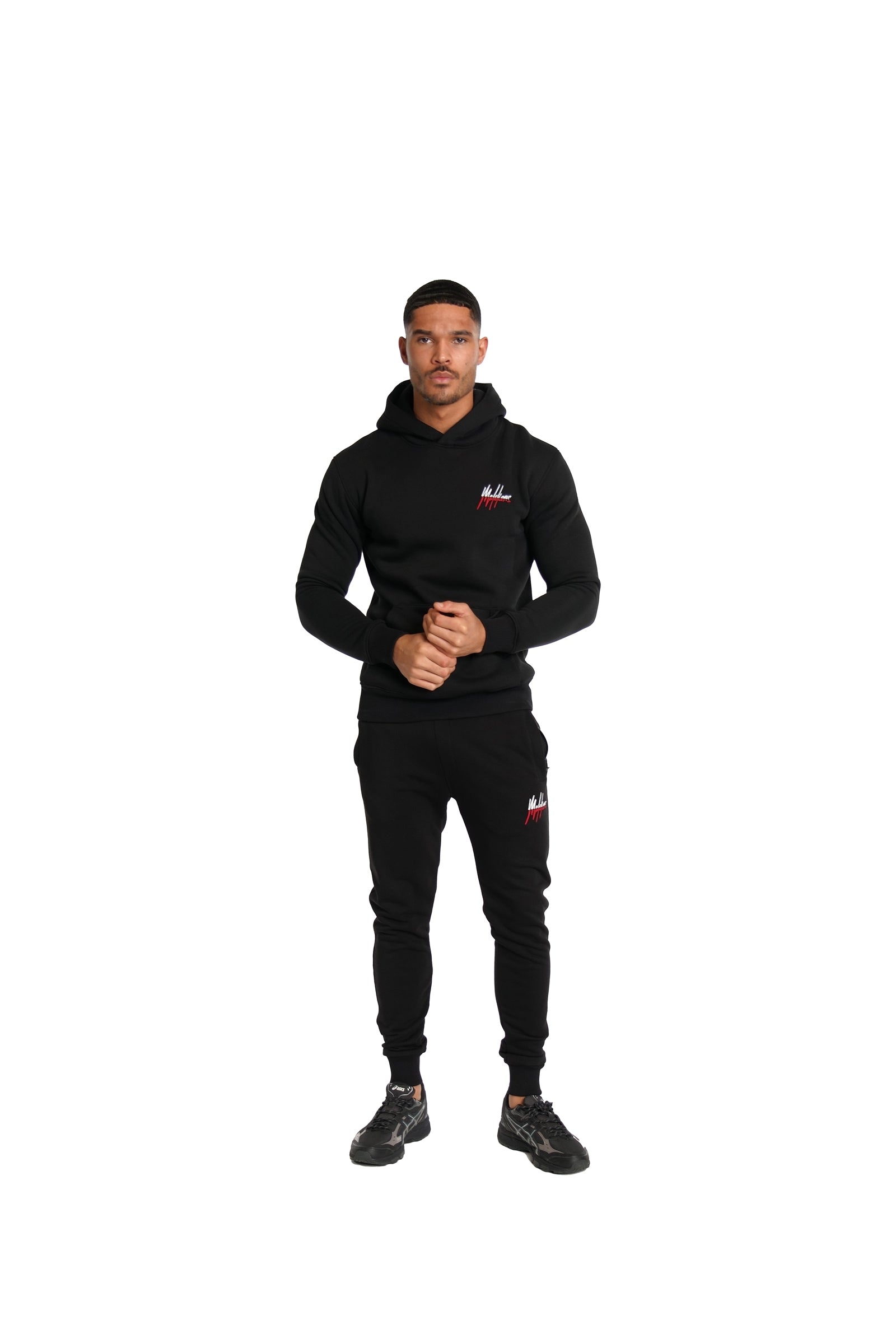 Malelions Men Split Tracksuit | Black/Red