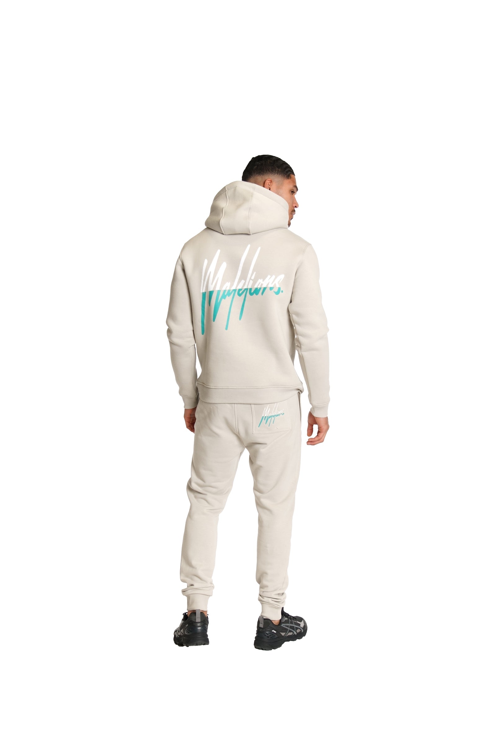 Malelions Men Split Tracksuit | Light Grey/Turquoise