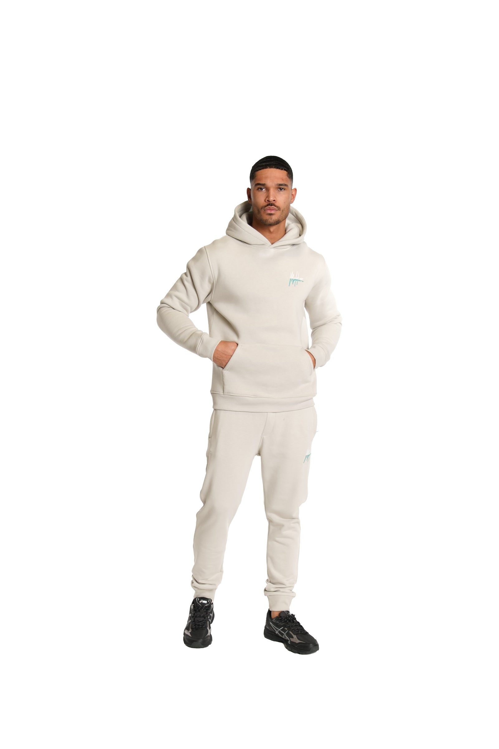 Malelions Men Split Tracksuit | Light Grey/Turquoise