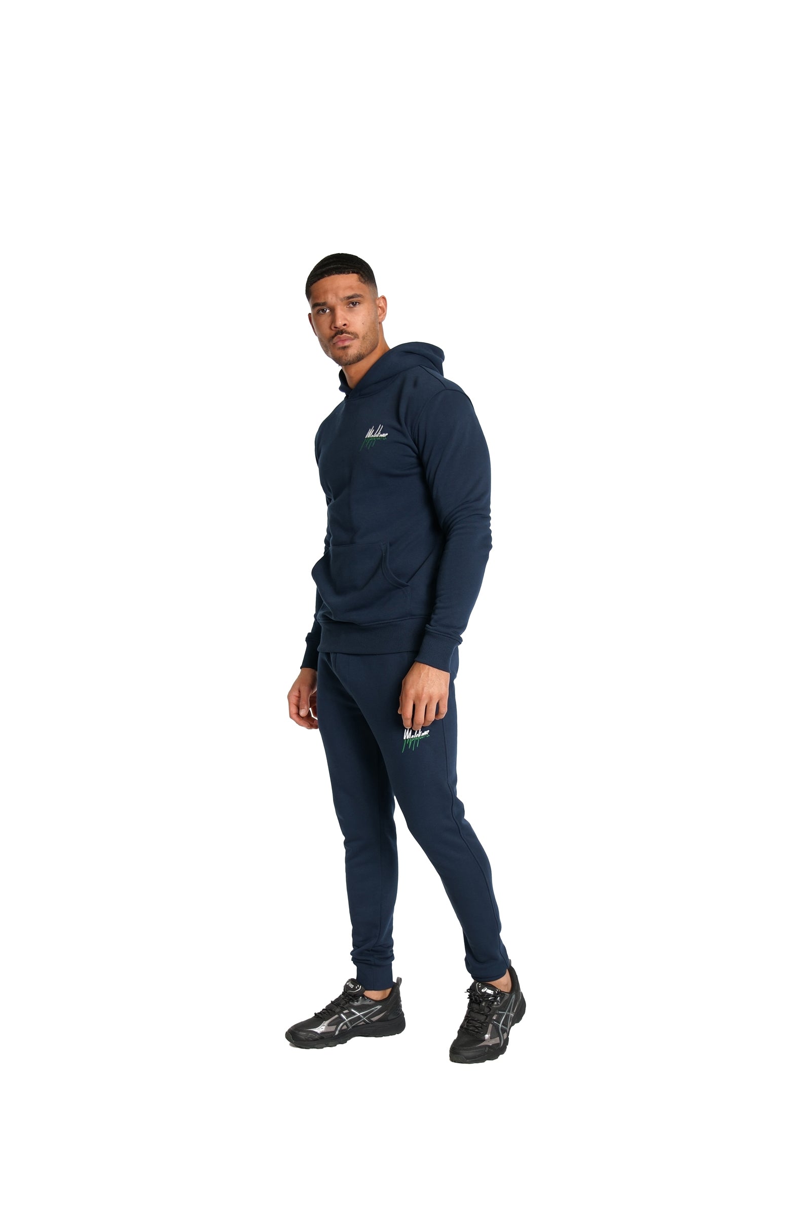 Malelions Men Split Tracksuit | Navy/Green