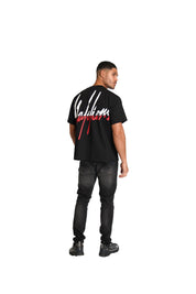 Malelions Men Oversized Split T-Shirt | Black/Red