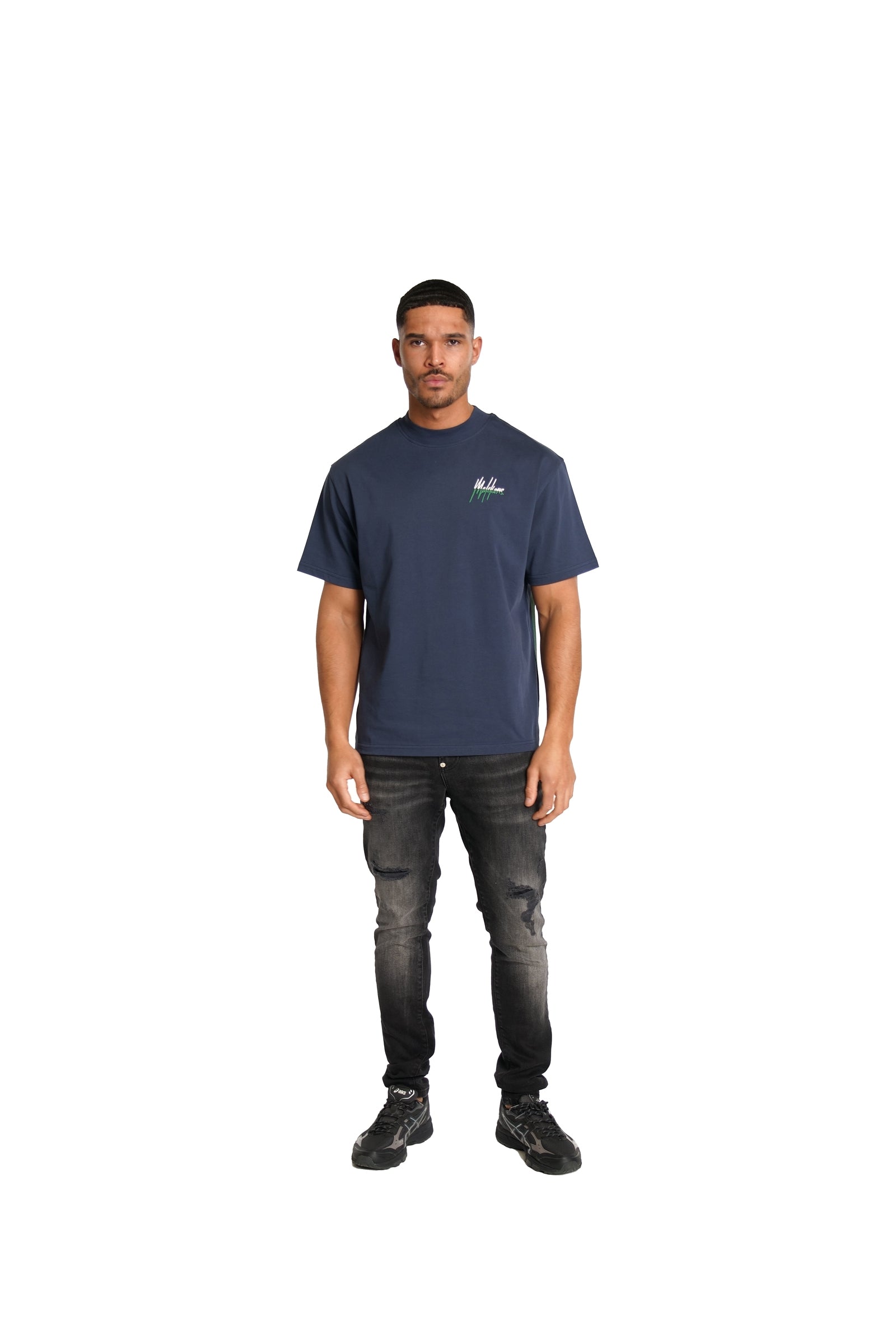 Malelions Men Oversized Split T-Shirt | Navy/Green
