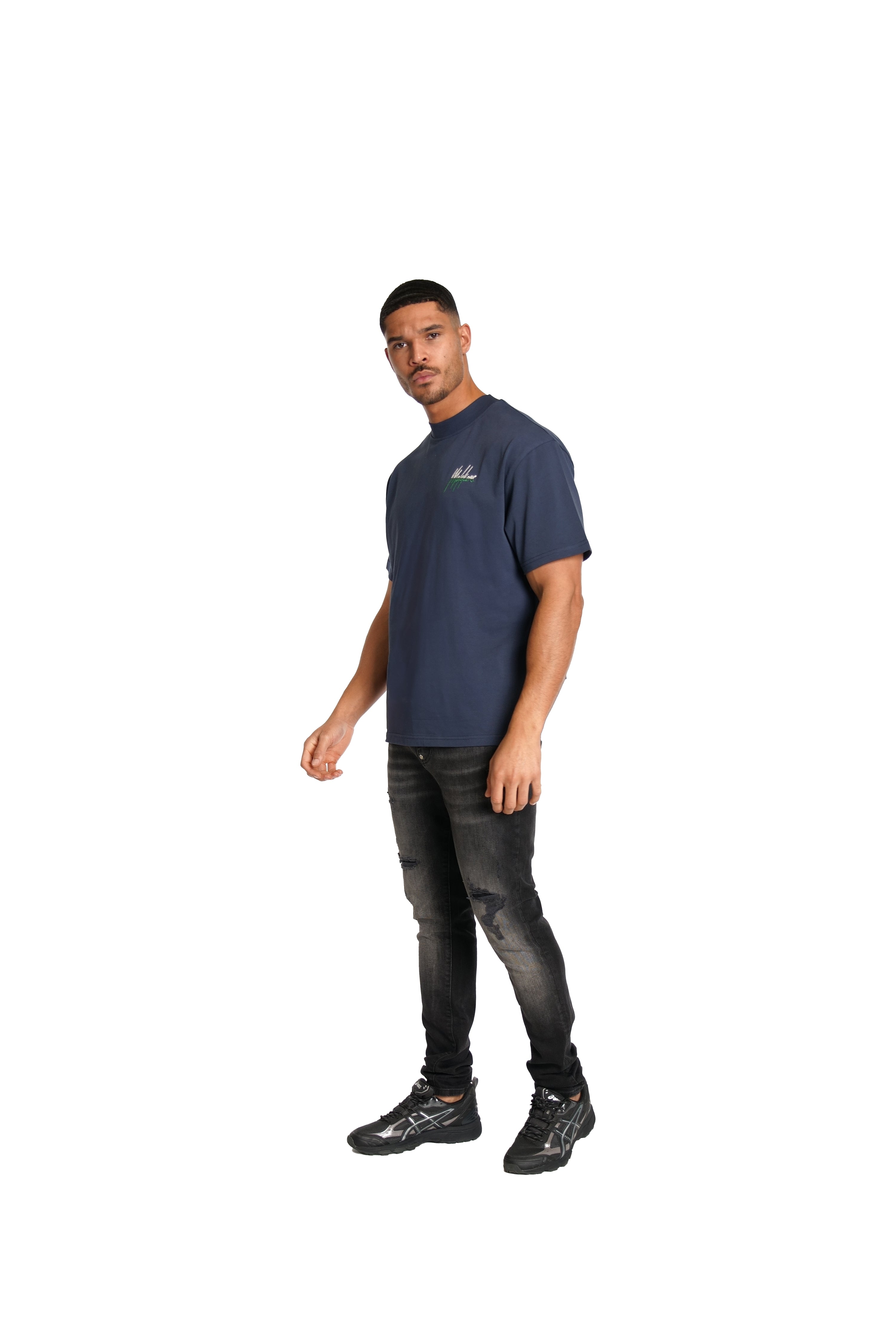 Malelions Men Oversized Split T-Shirt | Navy/Green