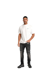 Malelions Men Oversized Split T-Shirt | White/Turquoise