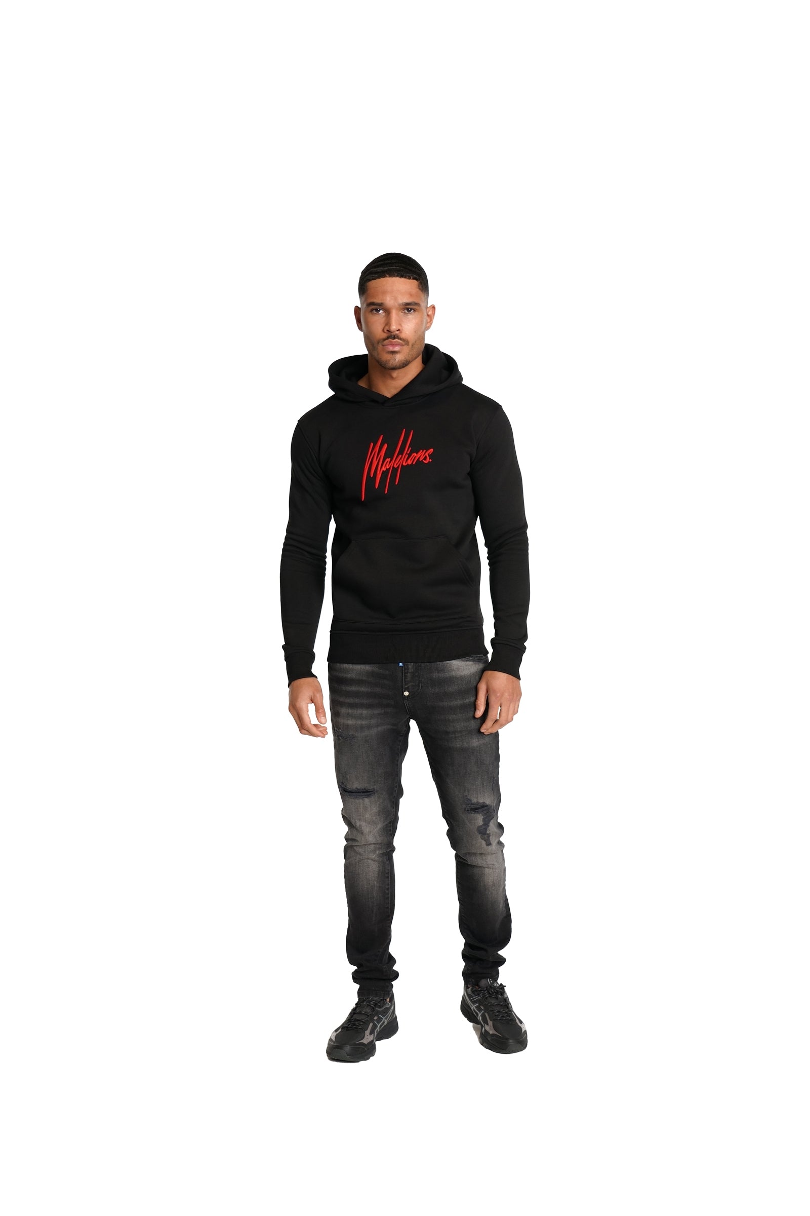 Malelions Herren-Hoodie Essentials | Schwarz/Rot