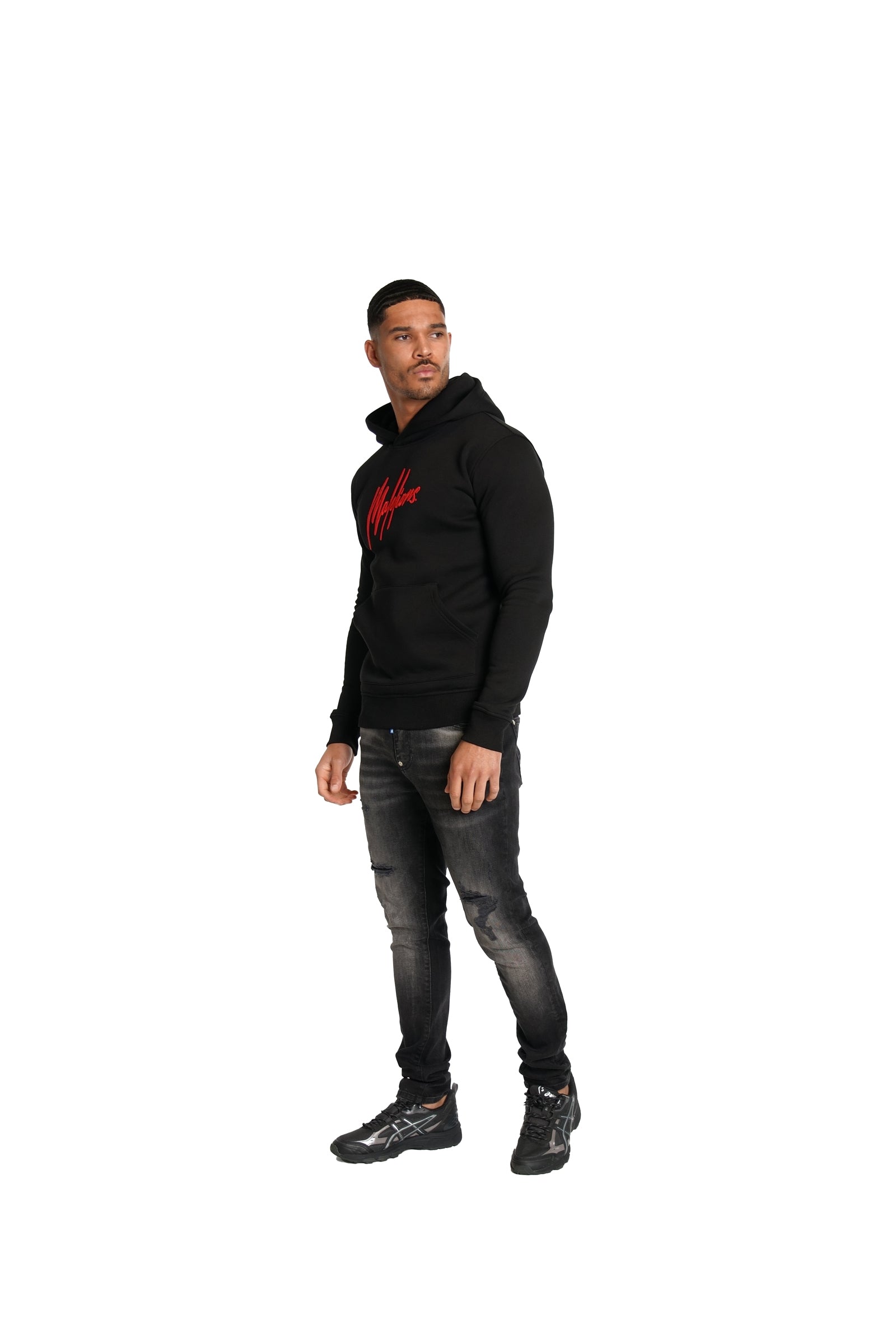 Malelions Herren-Hoodie Essentials | Schwarz/Rot