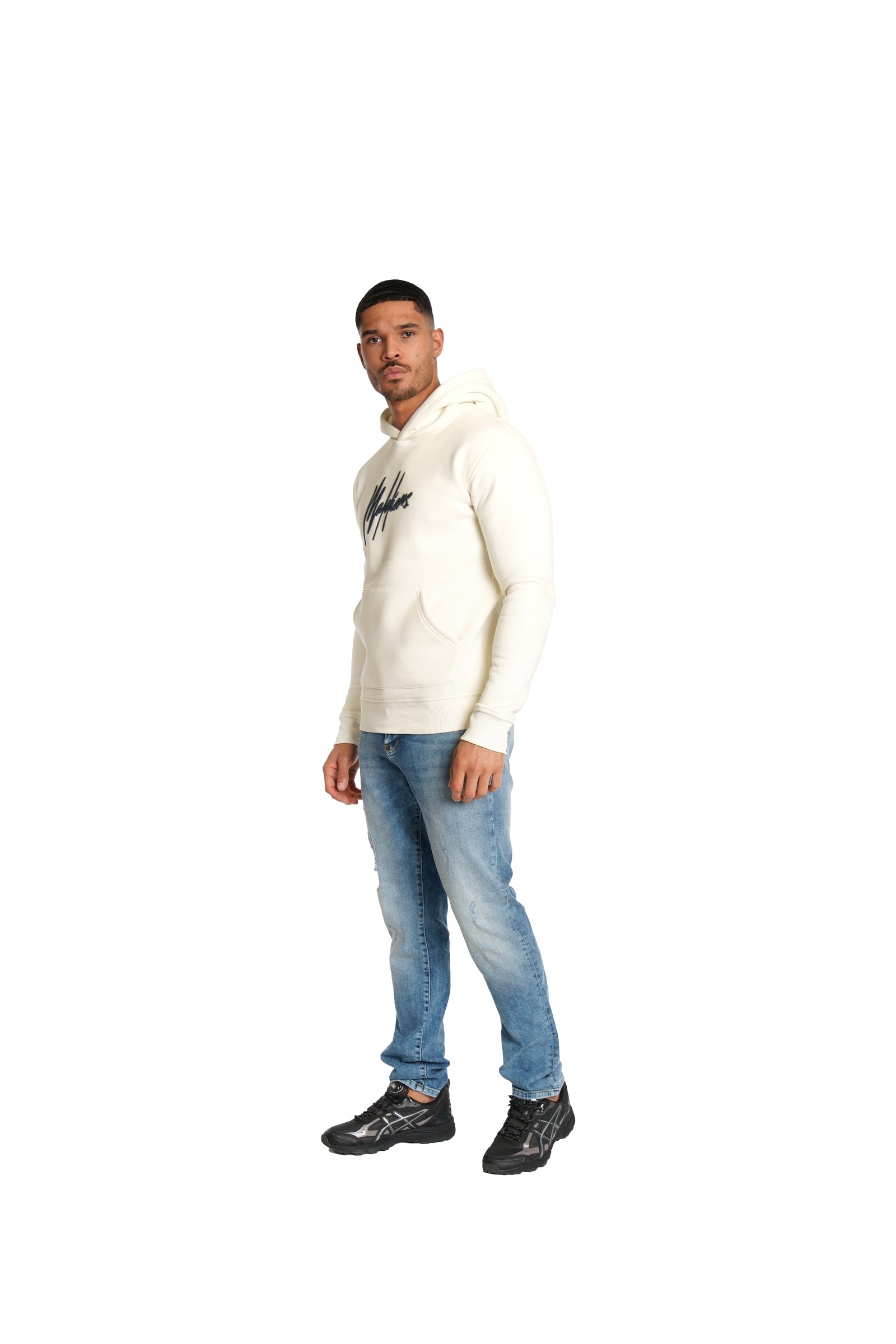 Malelions Herren-Hoodie Essentials | Off-White/Schiefergrau