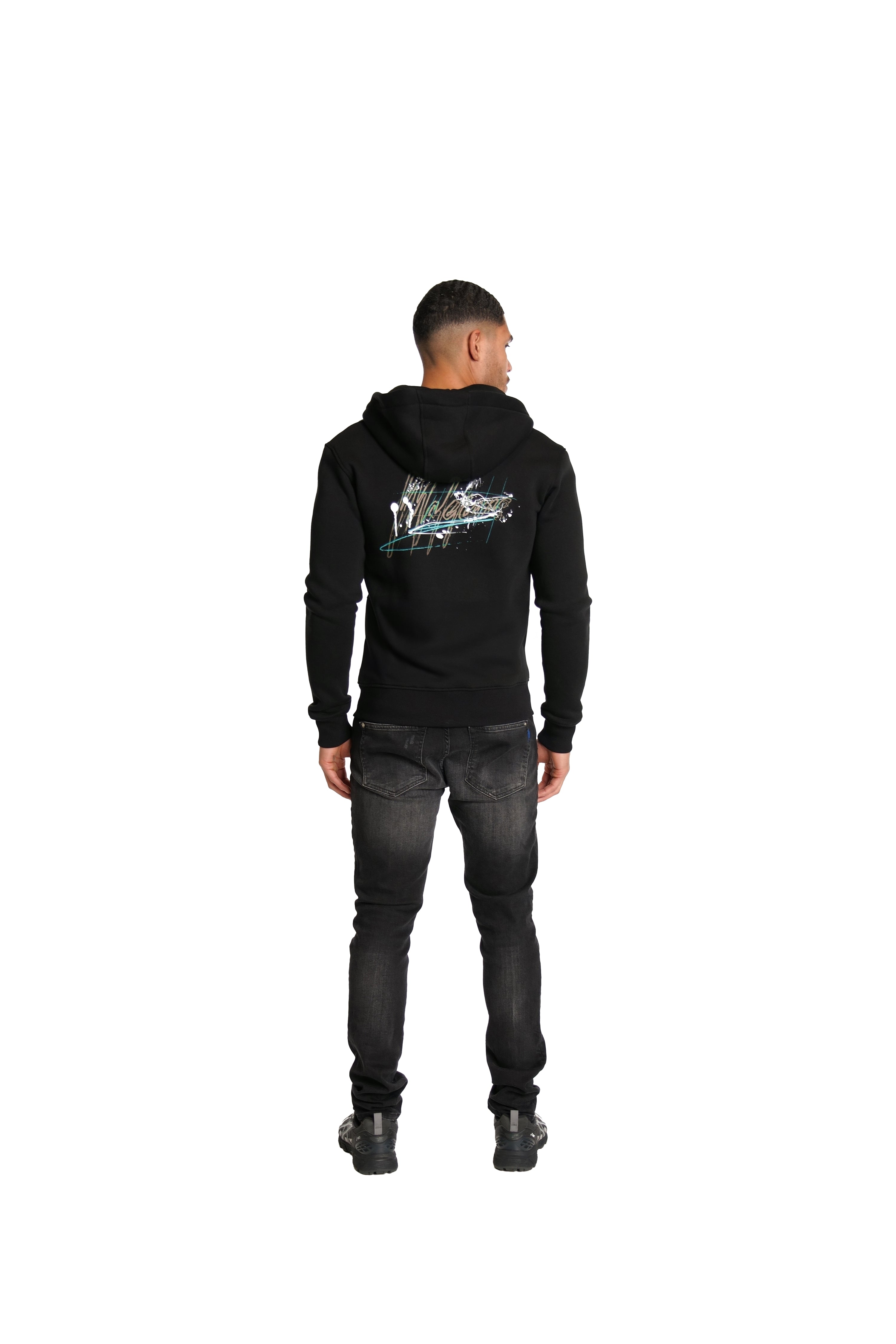 Malelions Herren Splash Zip Hoodie | Schwarz/Khaki