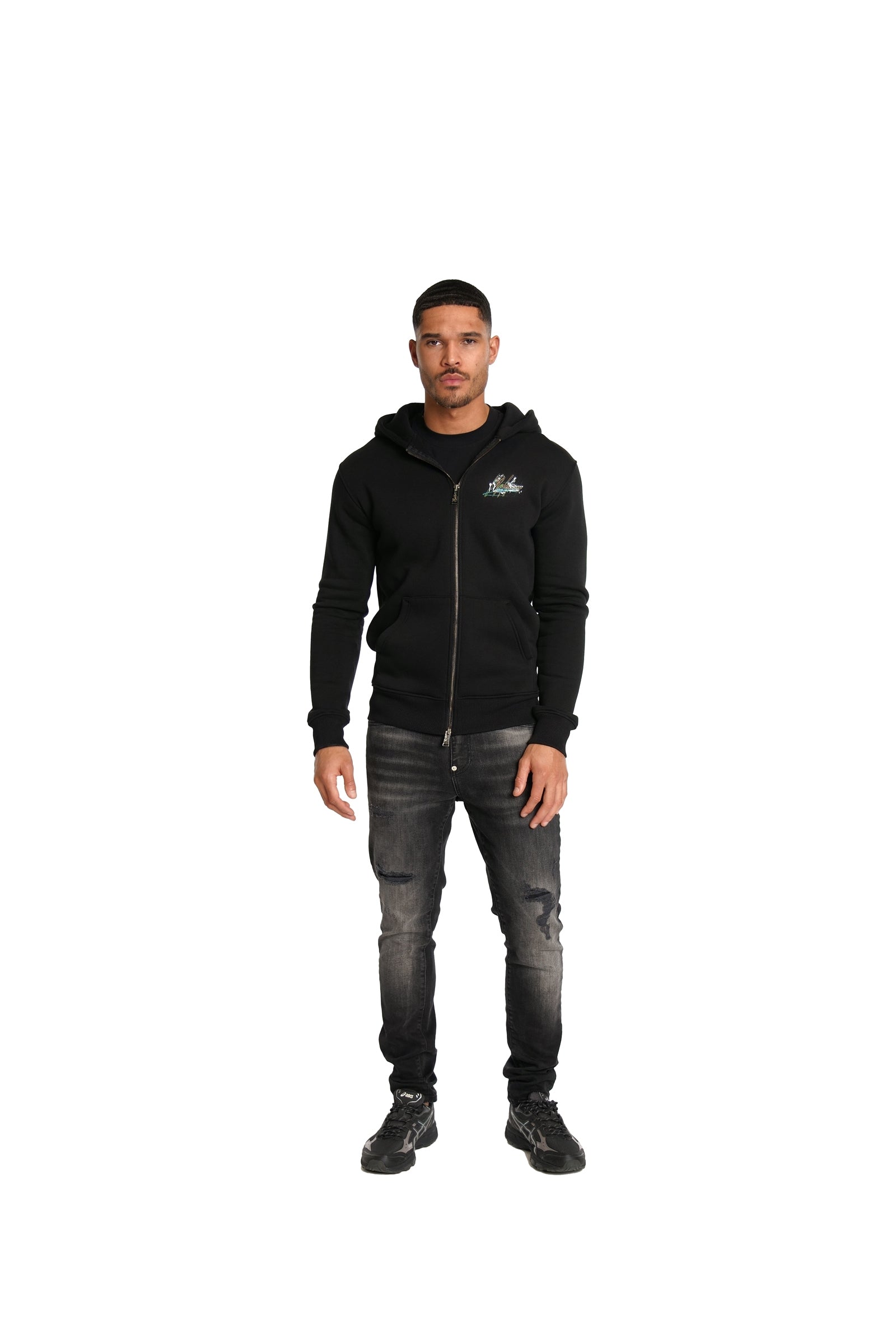 Malelions Herren Splash Zip Hoodie | Schwarz/Khaki