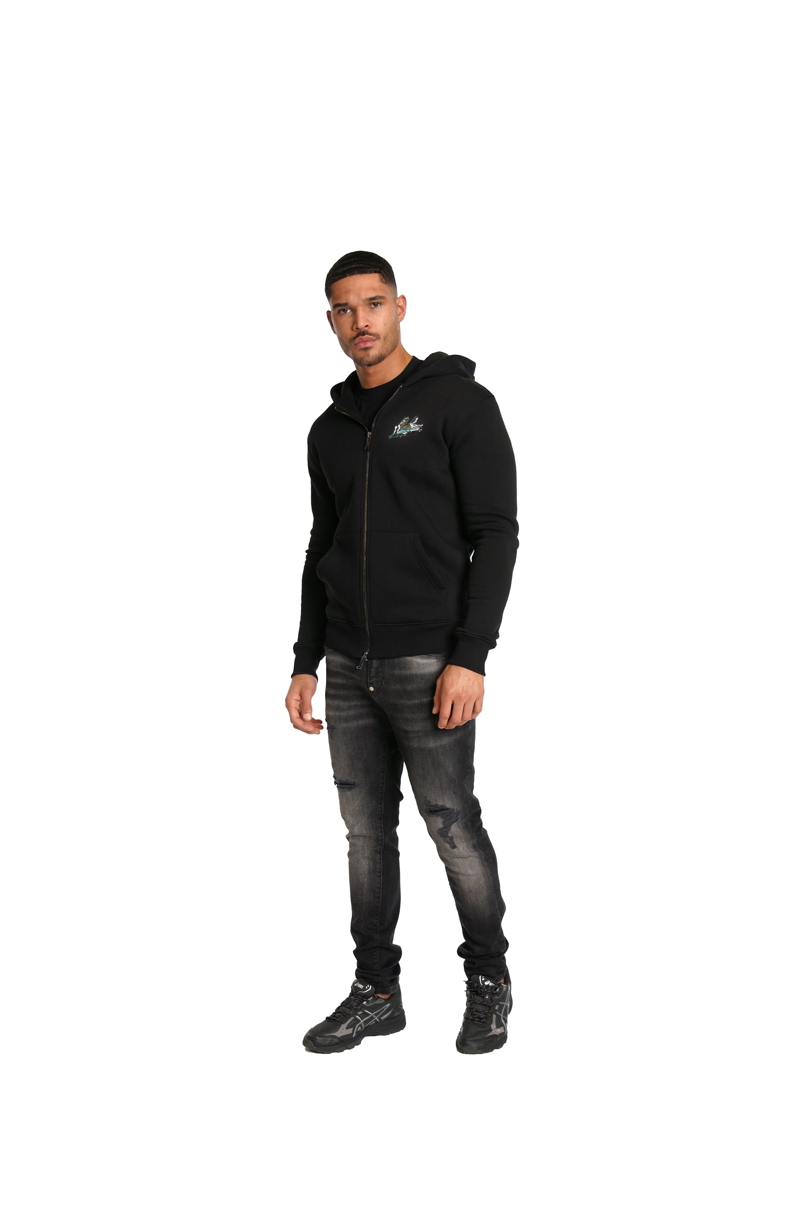 Malelions Herren Splash Zip Hoodie | Schwarz/Khaki
