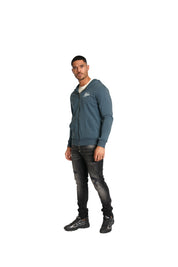 Malelions Herren Splash Zip-Hoodie | Schiefergrau/Hellblau