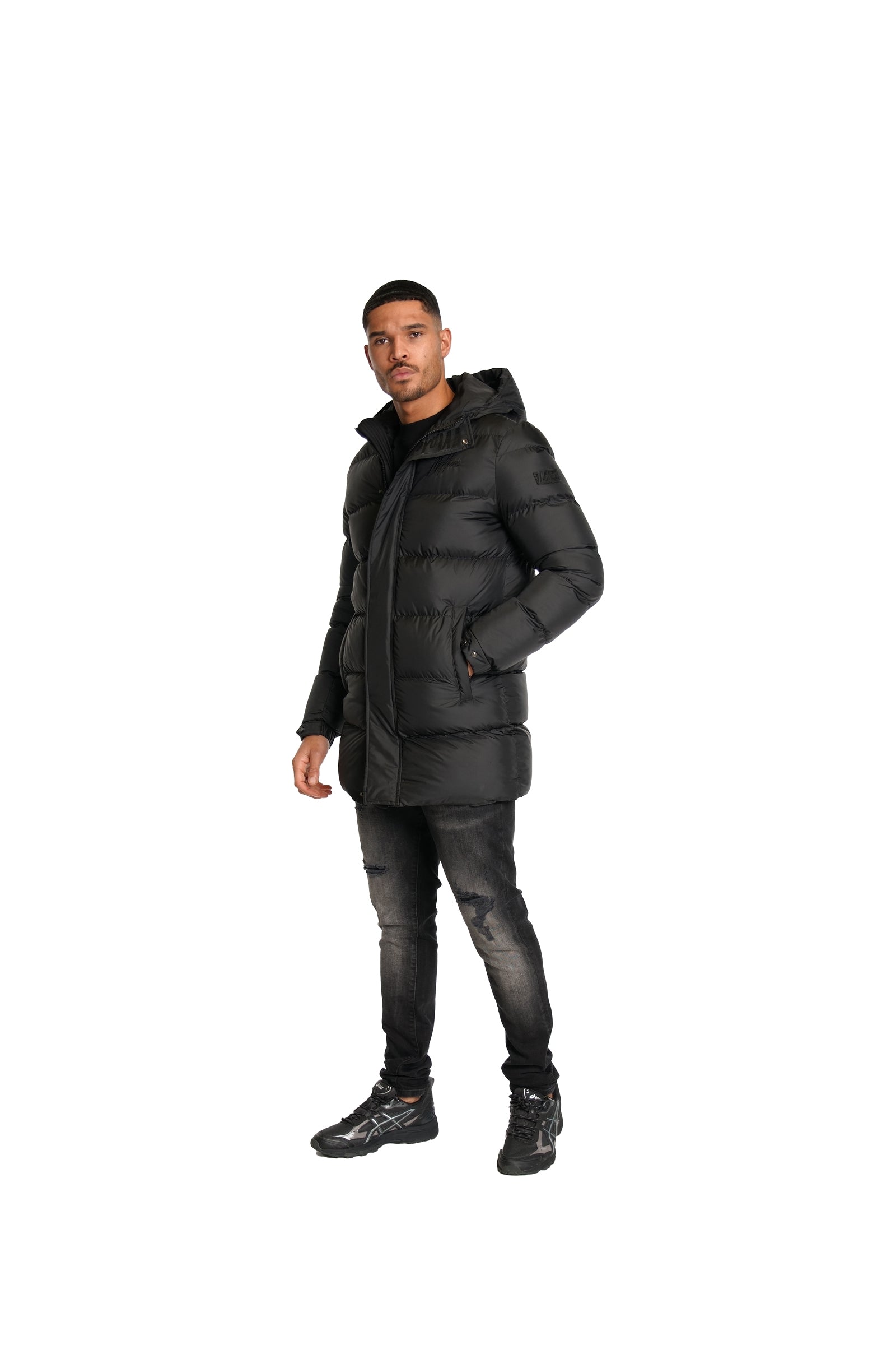 Malelions Men Long Puffer Jacket | Black