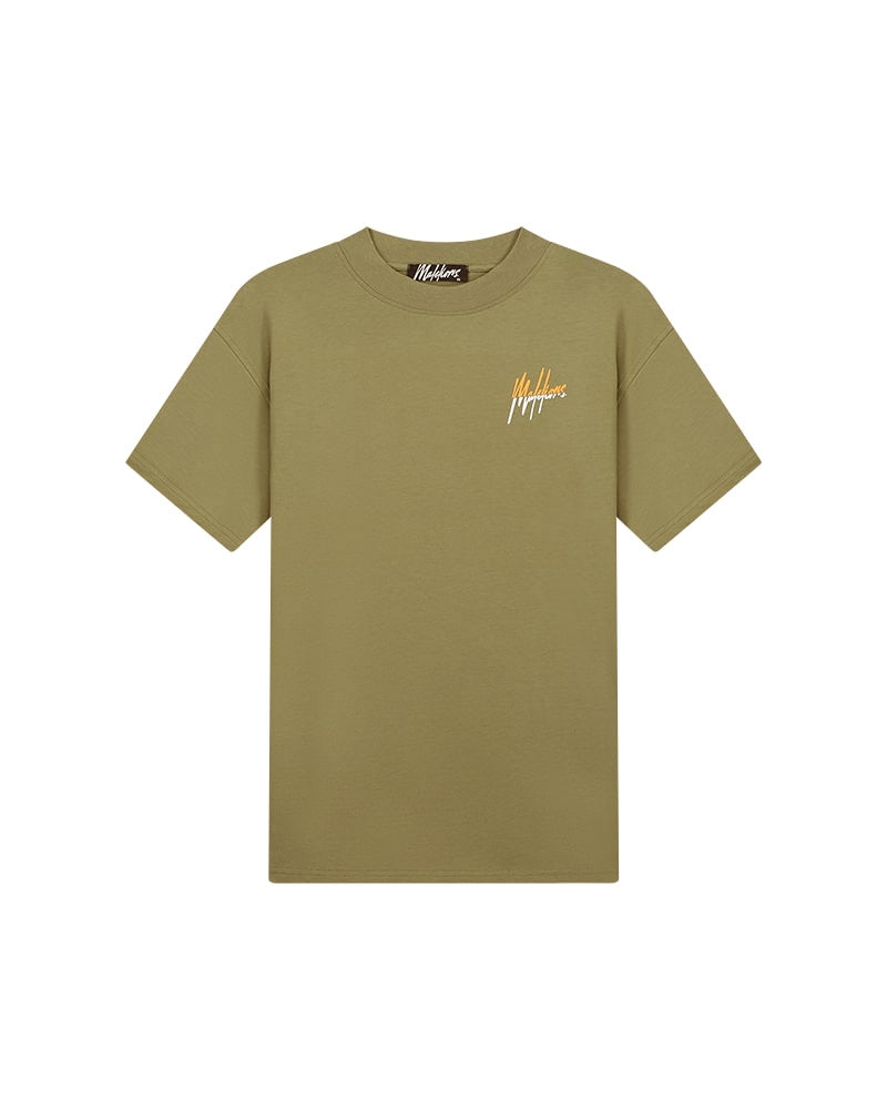  Malelions Men  Split T-Shirt | Army/Orange