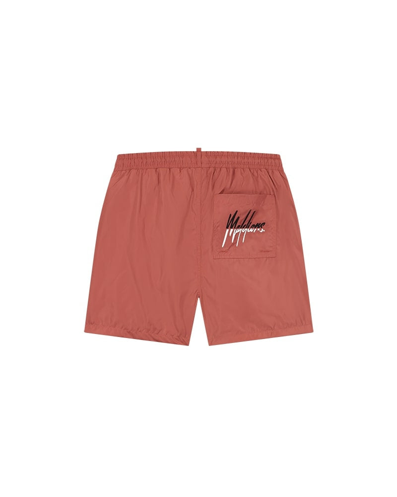 Malelions Men Split Swim Shorts | Coral/Black