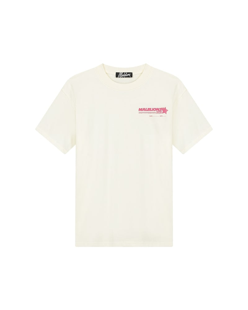  Malelions Men Hotel T-Shirt | OffWhite / HotPink