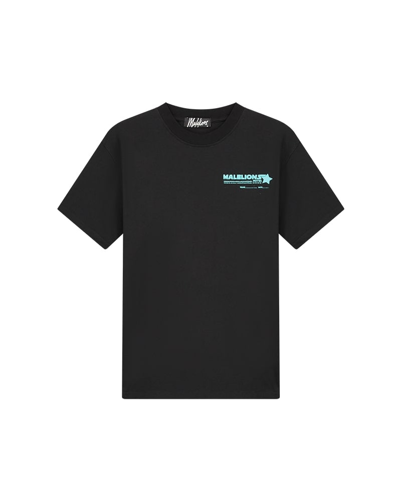  Malelions Men Hotel T-Shirt | Black/AquaBlue