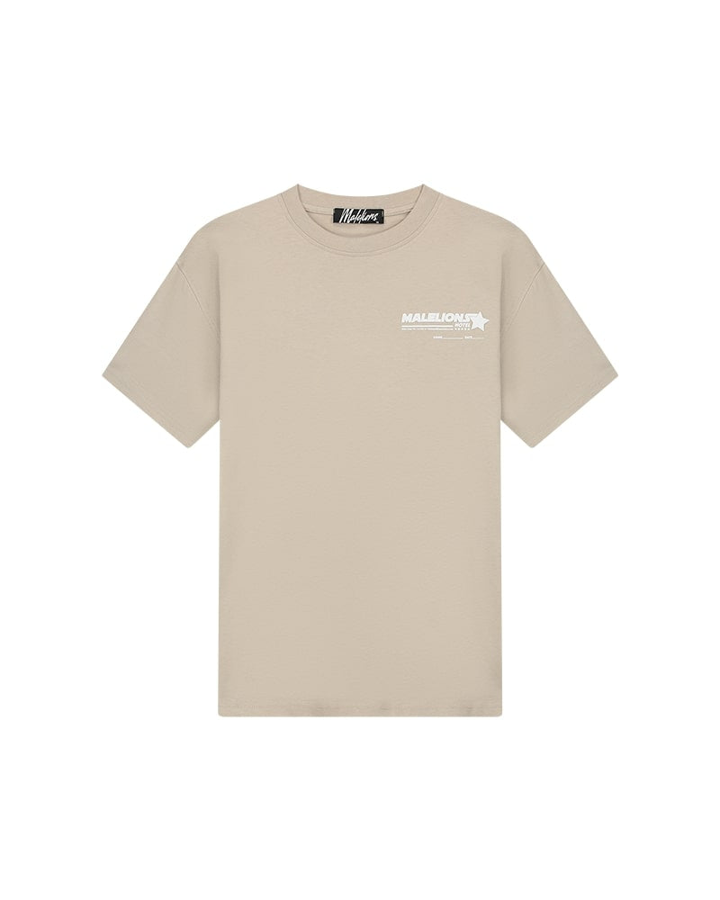  Malelions Men Hotel T-Shirt | Taupe/White