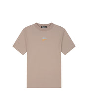 Malelions Herren-T-Shirt mit Schlitz | Taupe/Türkis