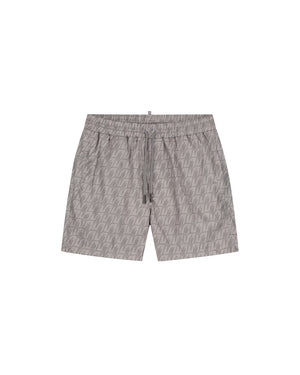 Malelions Herren-Badeshorts mit Monogramm | Taupe