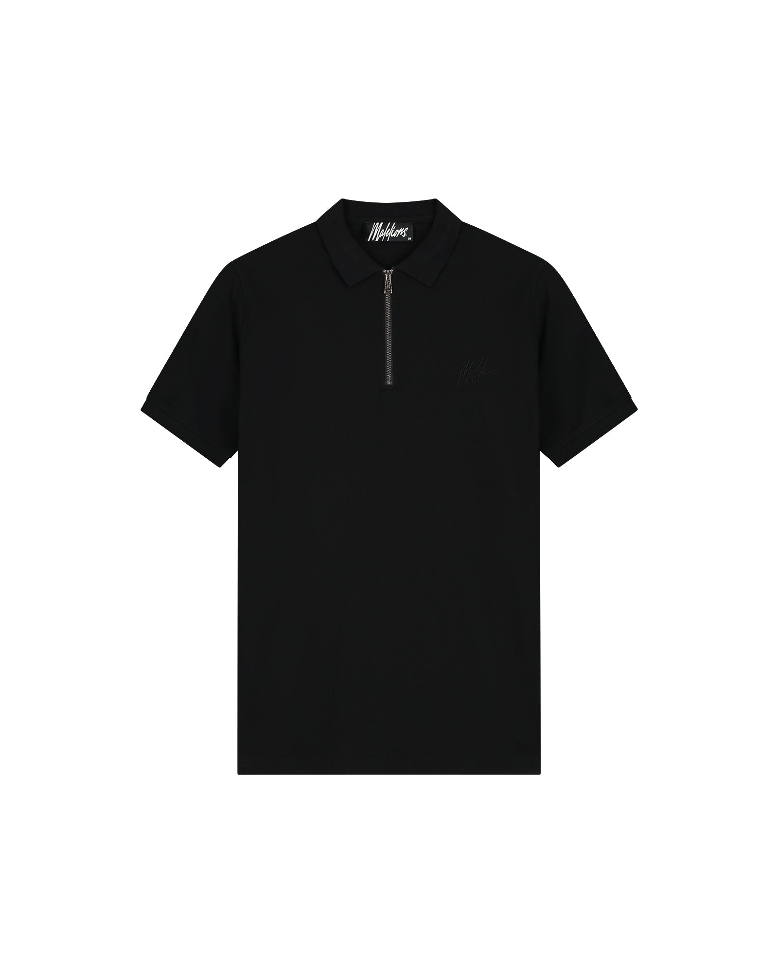 Malelions Men Pique Zip Polo | Black