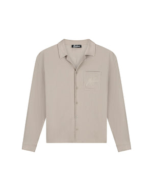 Malelions Men Seersucker Longsleeve Shirt | Taupe
