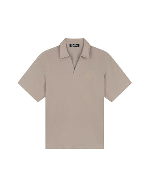 Malelions Men Seersucker Buttonless Polo | Taupe