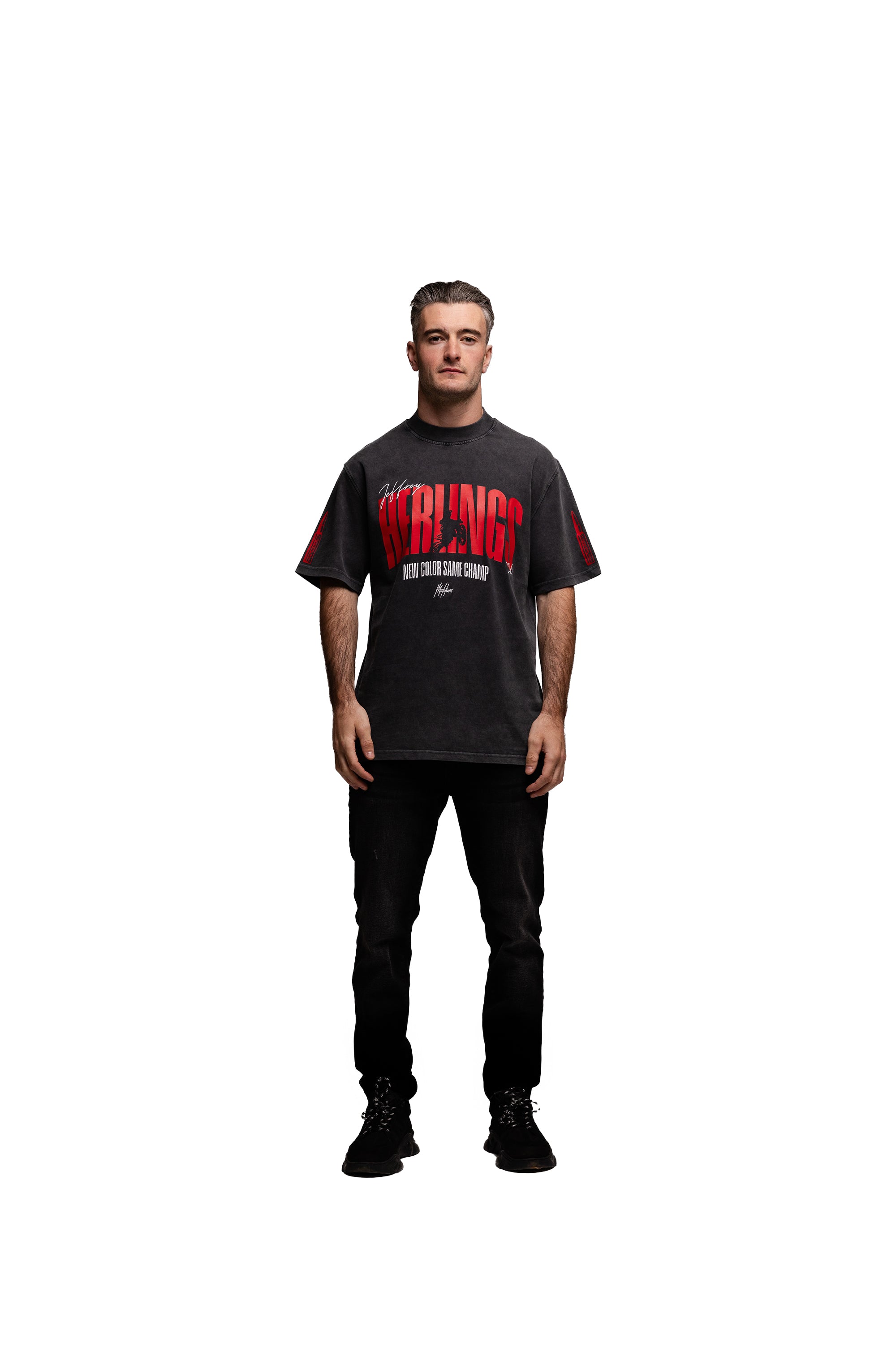 Malelions x Jeffrey Herlings Limited Red Herlings T-Shirt | Acid Wash