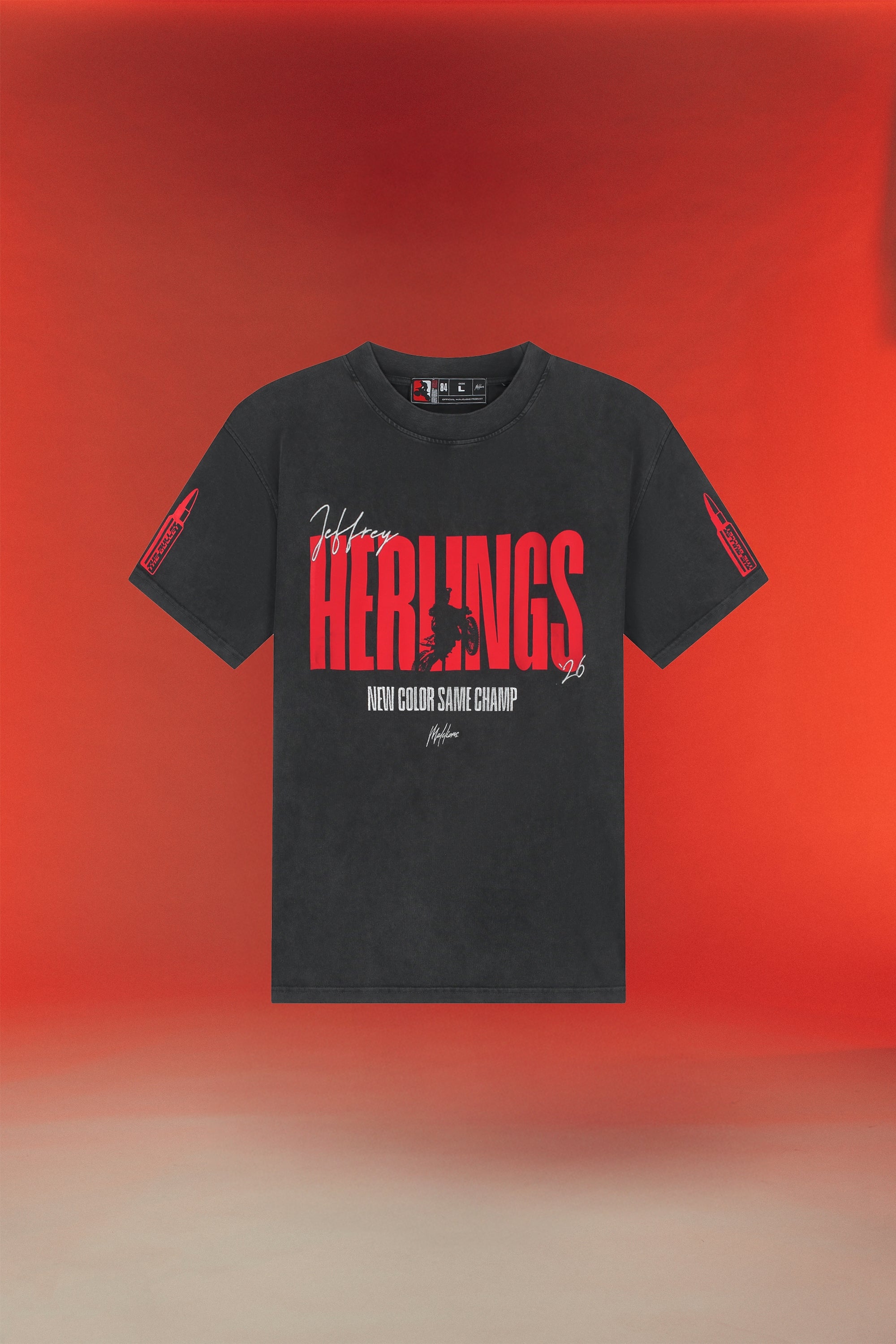 Malelions x Jeffrey Herlings Limited Red Herlings T-Shirt | Acid Wash